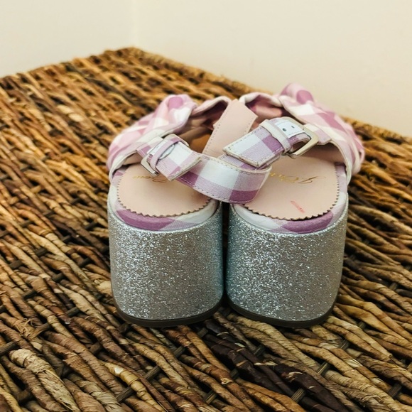 J. Crew JCrew Twisted Knot Penny Sandals in Gingham with Glitter Heel - Picture 4 of 6